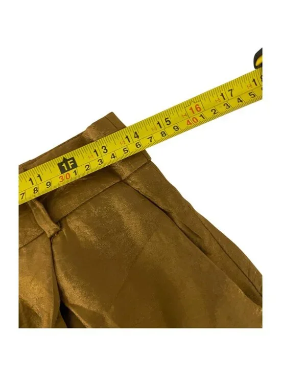 Zara Womens Satin Trousers Pants Medium Caramel Wide Leg High Waist 7965/556 NWT - Picture 11 of 13